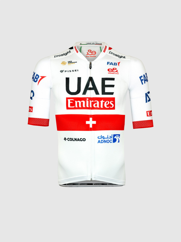 PISSEI: UAE TEAM EMIRATES 2024 MAGISTRALE OFFICIAL SHORT SLEEVE JERSEY SWITZERLAND CHAMPION
