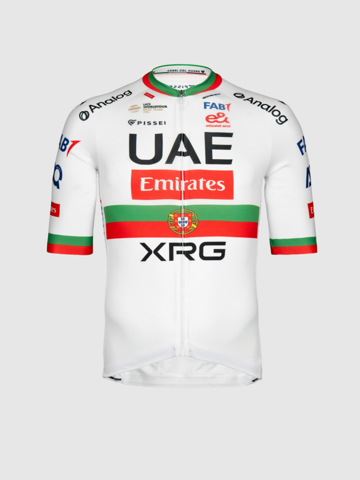 PISSEI: MAILLOT MANCHES COURTES REPLICA UAE TEAM EMIRATES - XRG 2025 CHAMPION PORTUGAL
