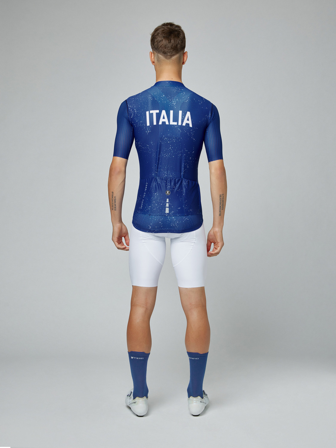 Maillot cycliste Spotti homme XL bleu manches courtes 1/4 fermeture